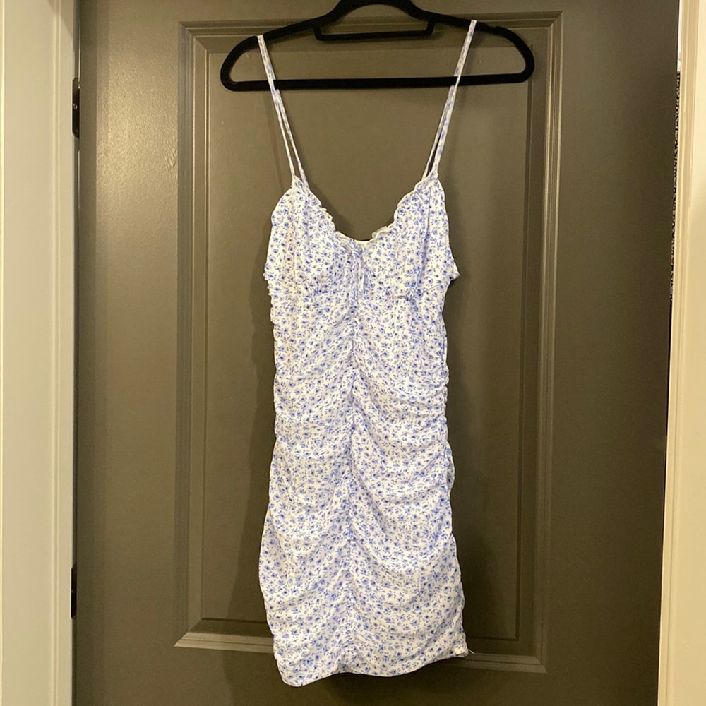 Blue and white floral dress